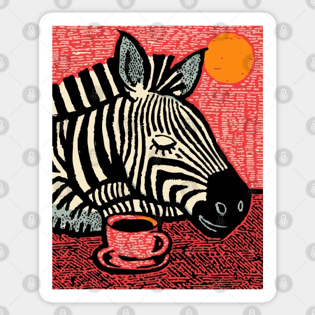 Whimsical Zebra - A Cozy Coffee Nap Sticker by TuncGK